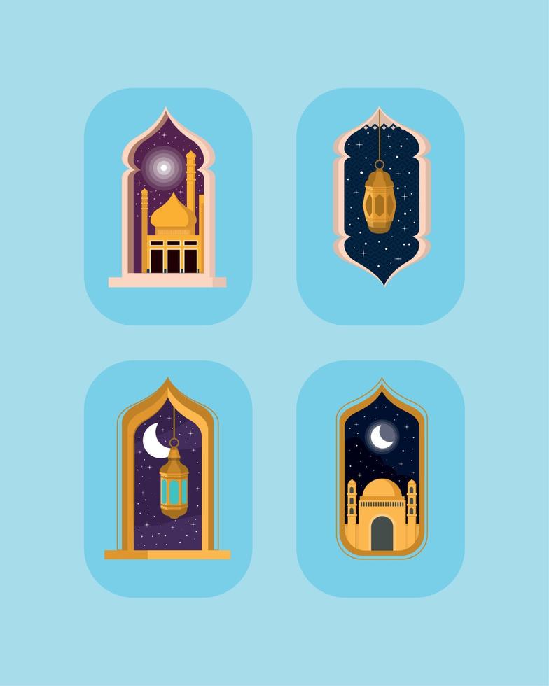 iconos eid mubarak vector