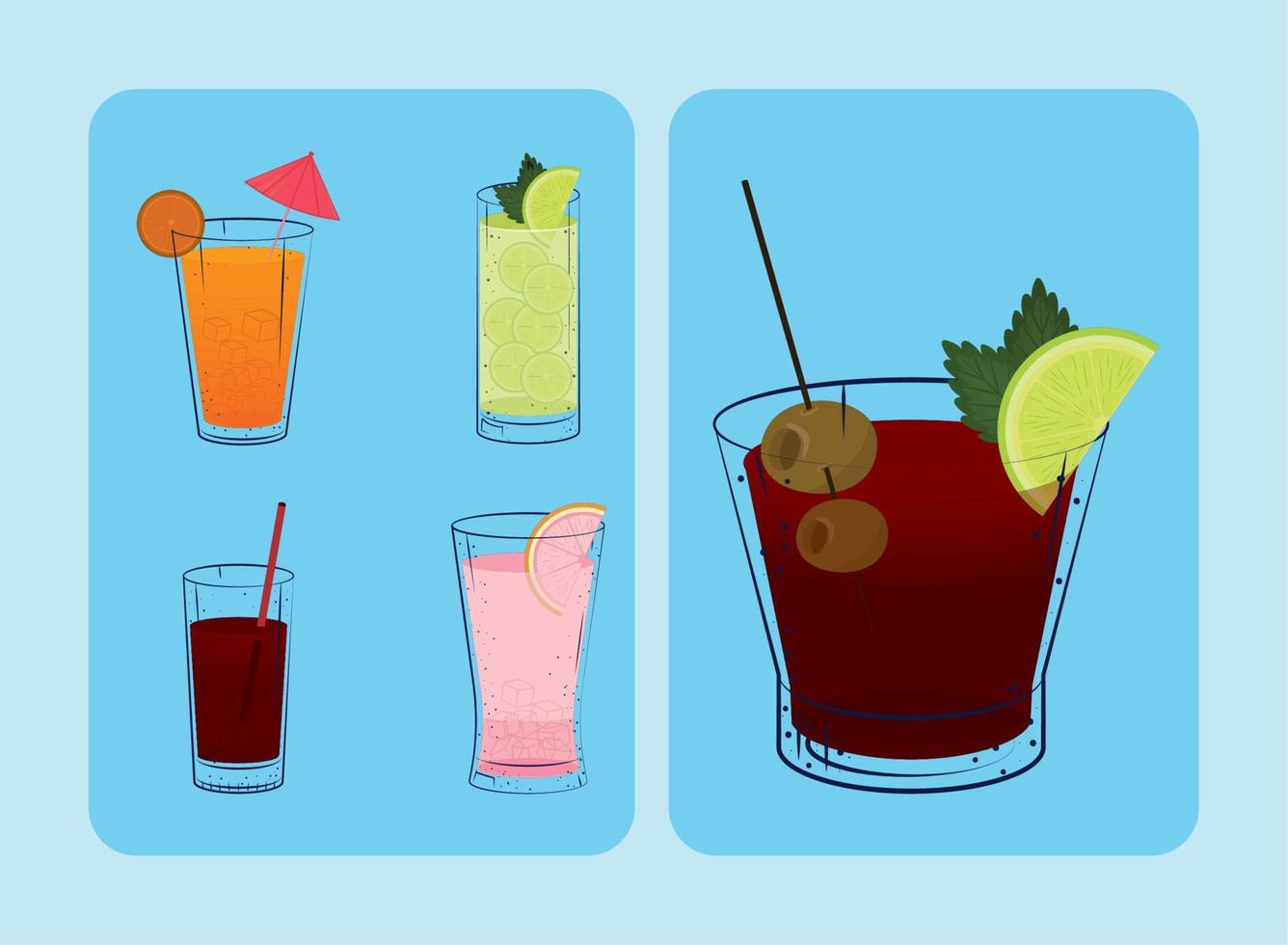 cocktails drinks alcohol vector