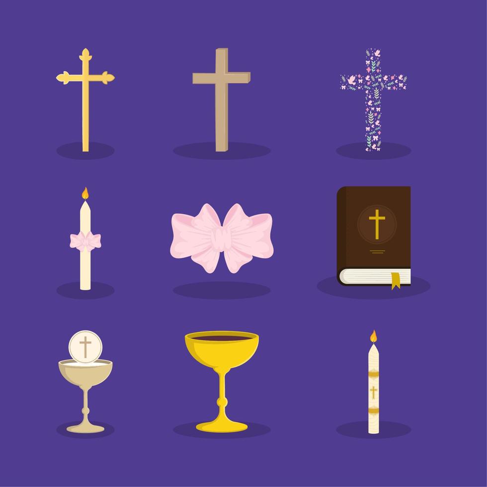 first communion icons vector