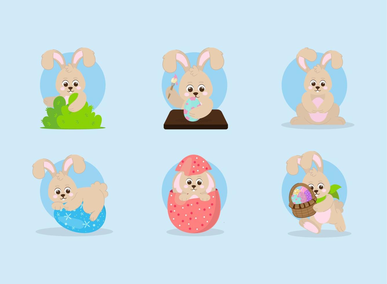 cute easter rabbits vector