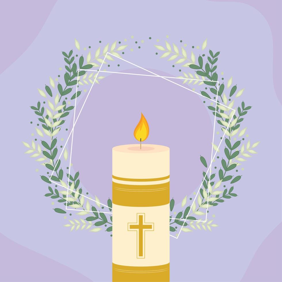 lit candle and wreath vector