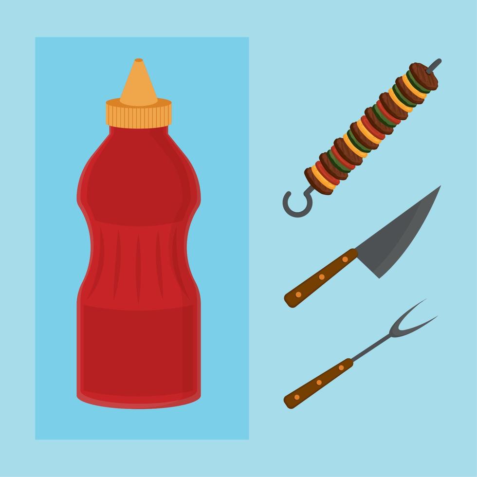 bbq tools and sauce vector