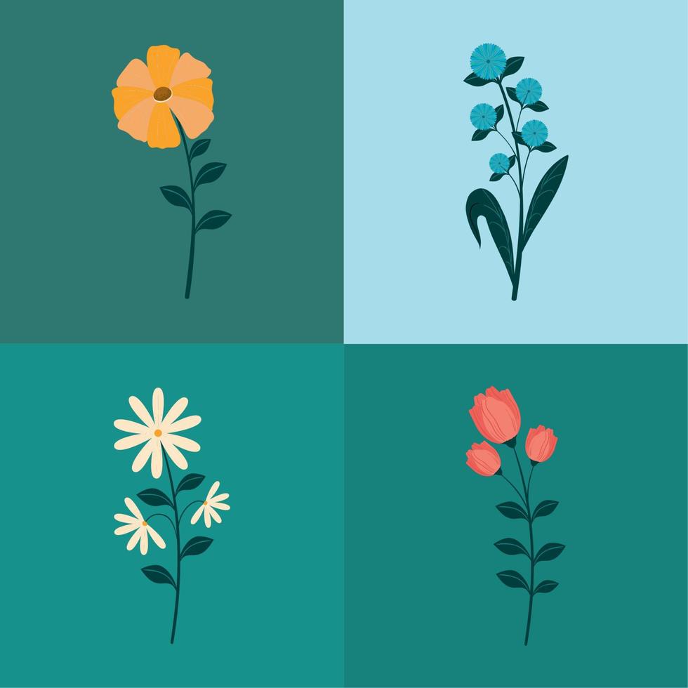 icons of flowers vector