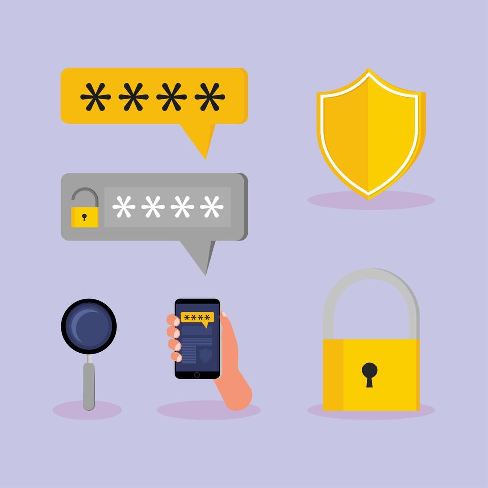 cyber security icons vector