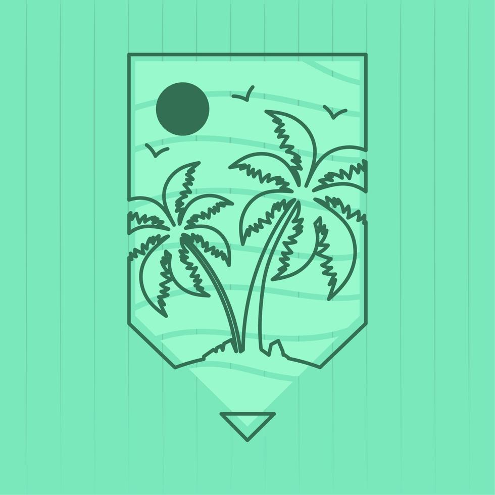 label with palm tree vector