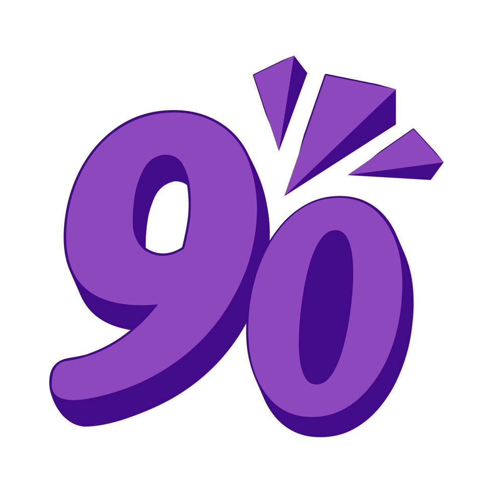 purple 90 number icon vector