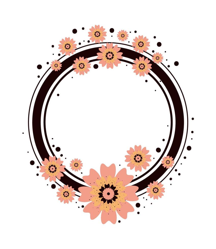 flowers round floral frame vector