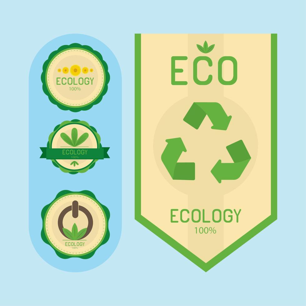 icons collection labels eco vector