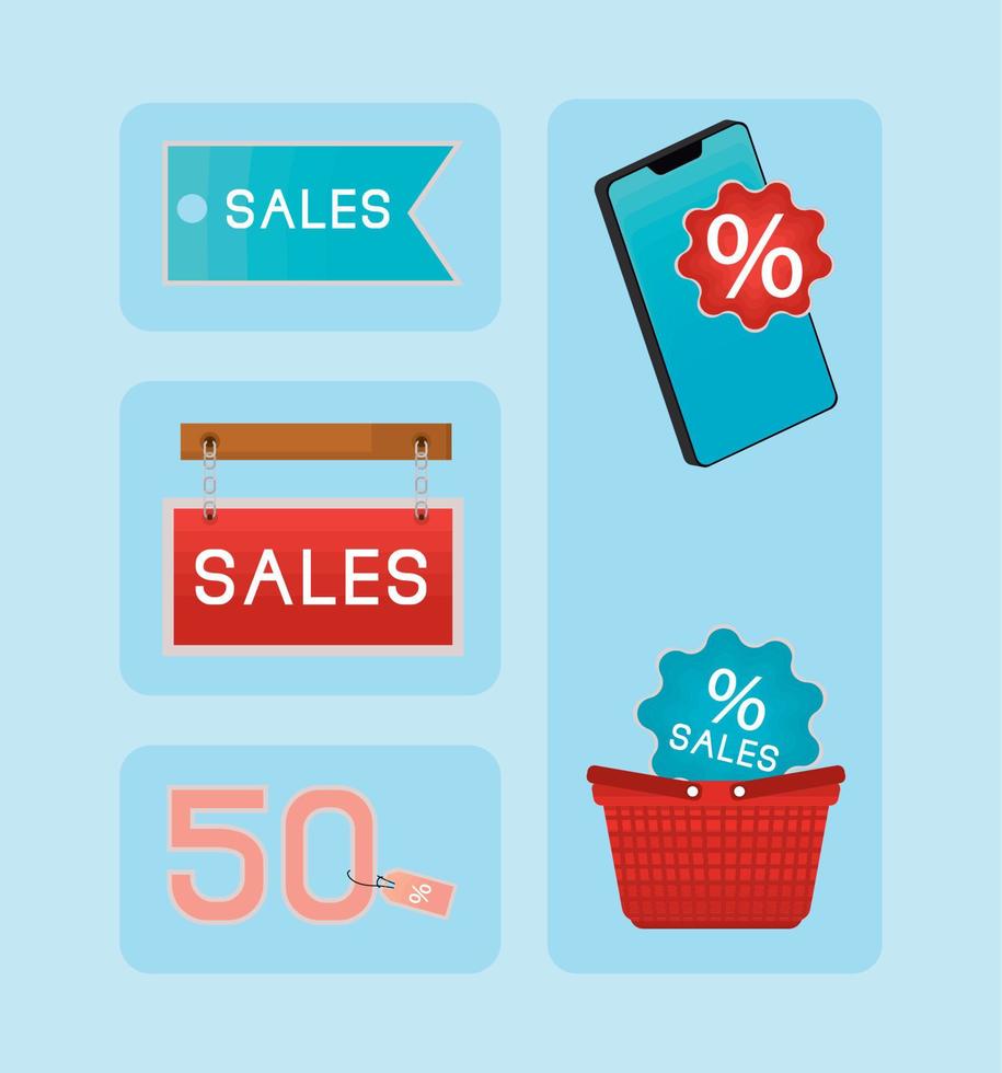 icons collection sales vector