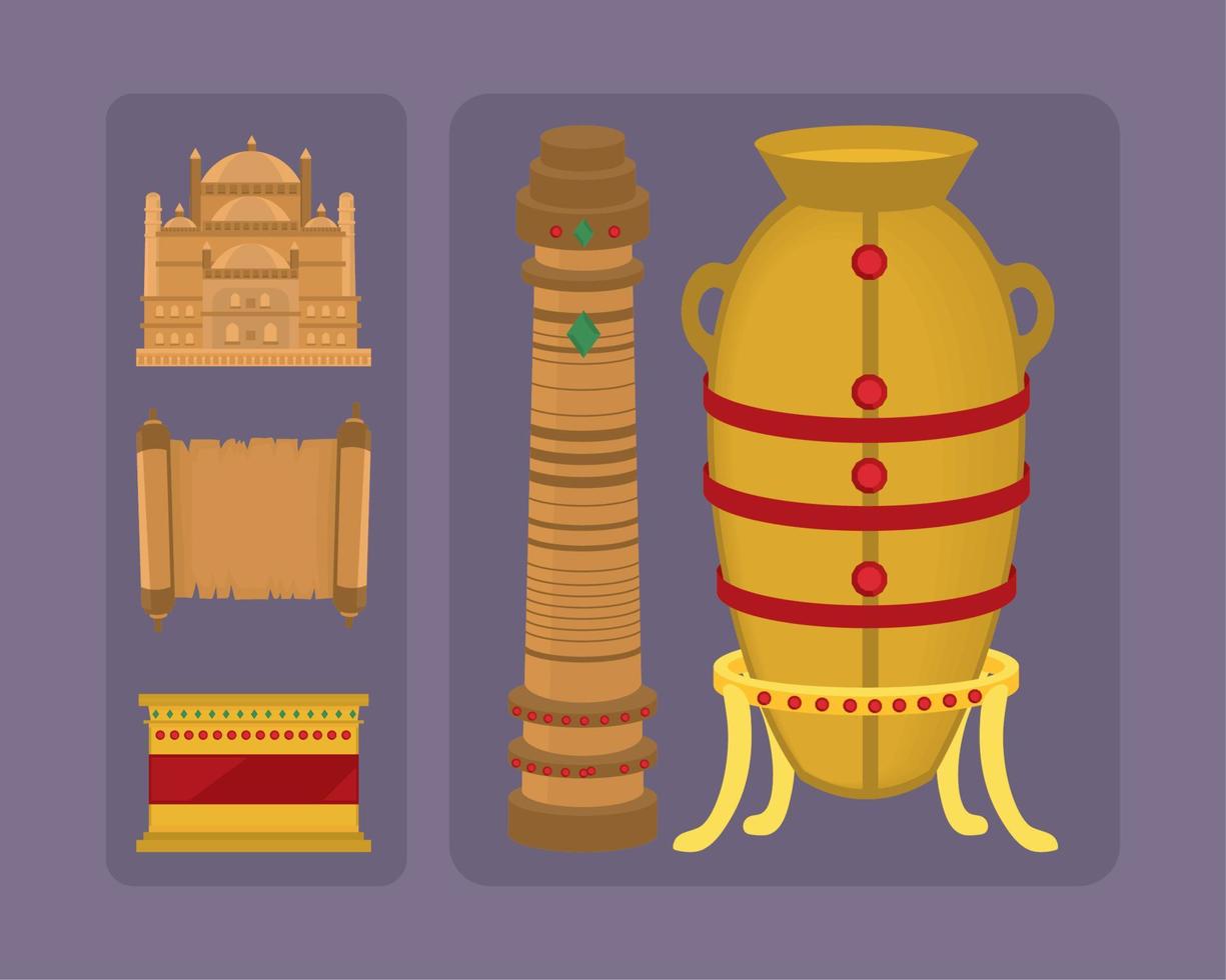 iconos egipto cultura vector