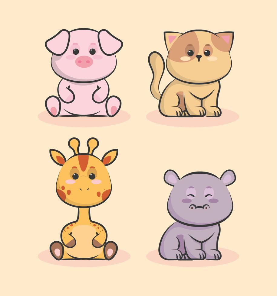 animalitos kawaii vector