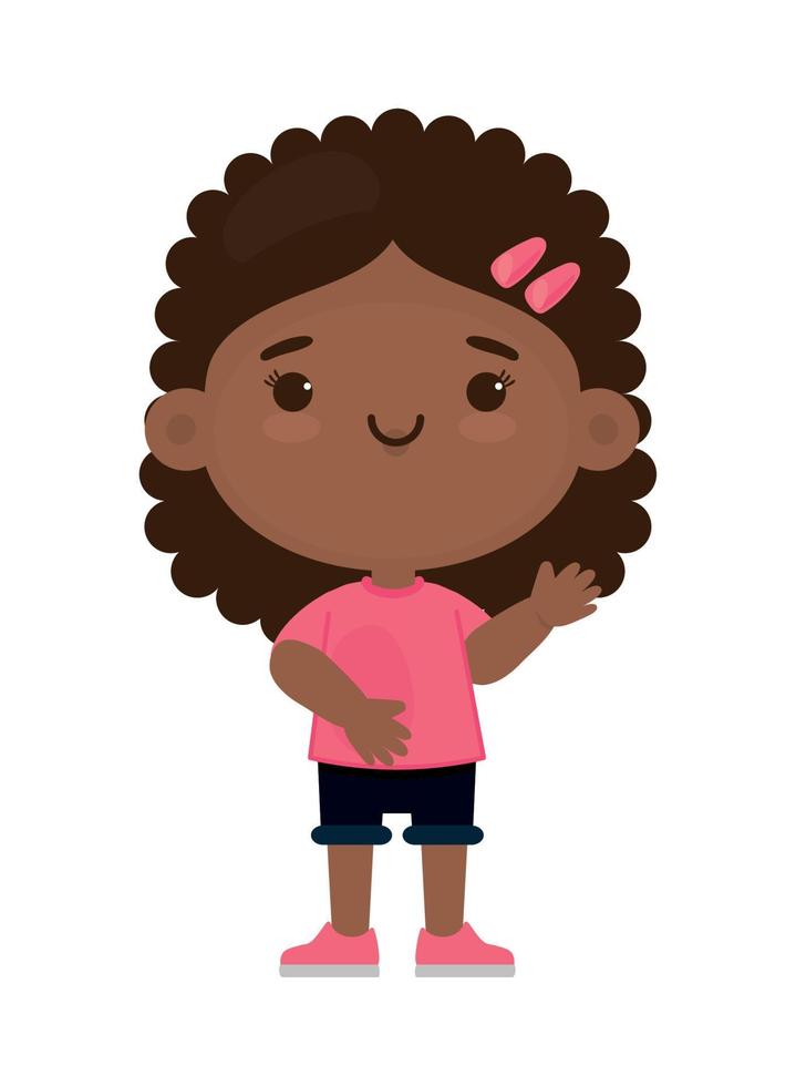 kawaii afro girl vector