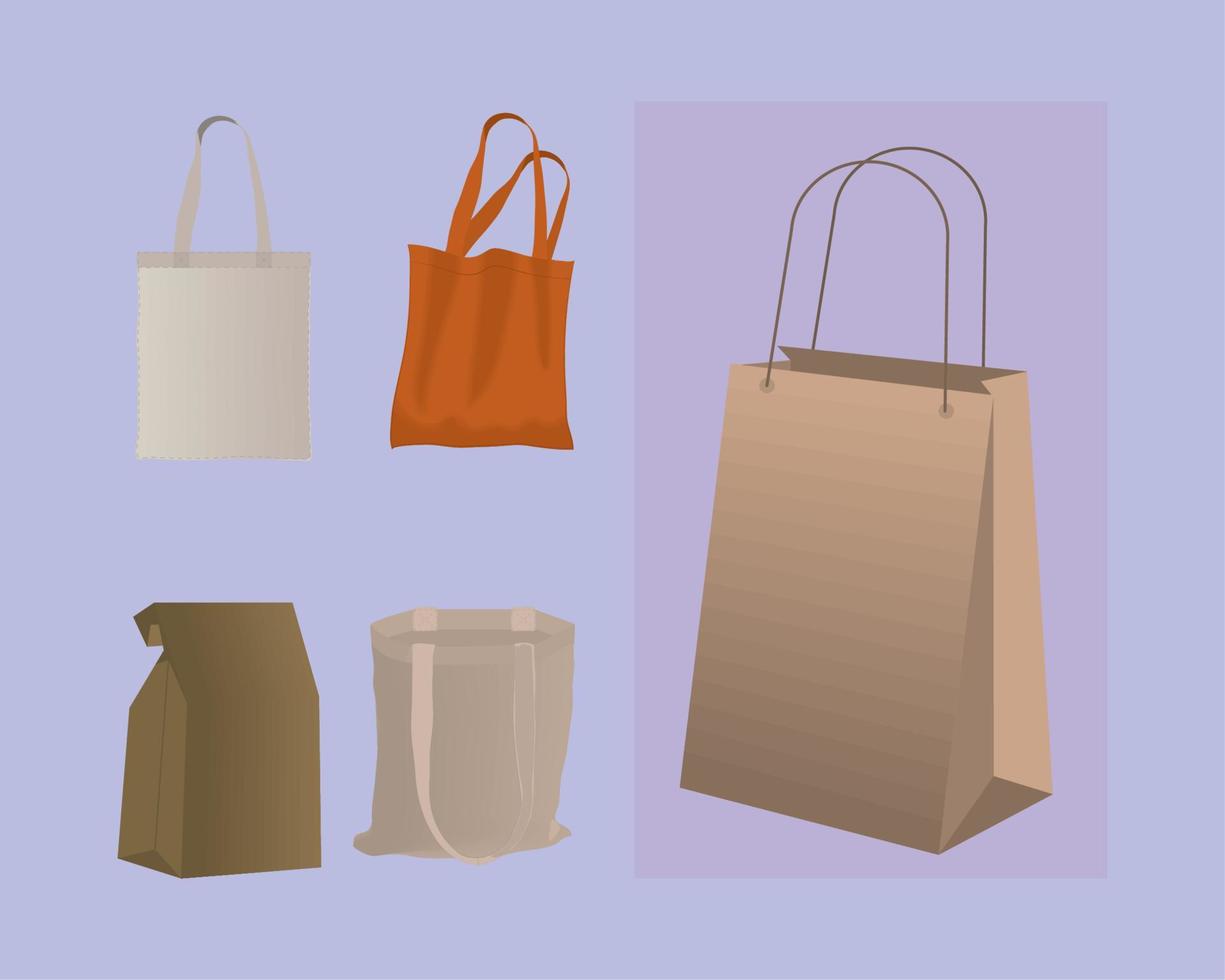 conjunto de bolsas de compras vector