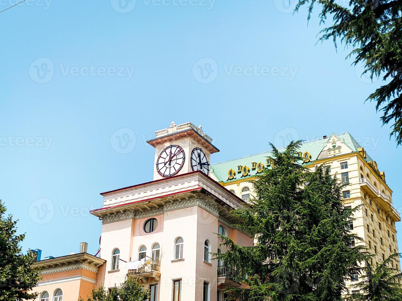 Batumi, Georgia,2022 - unique design one of clock towers in Batumi. Architecture and sightseeing landmarks in caucasus photo