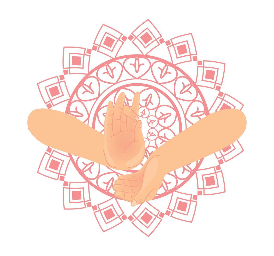 hands buddha in mandala vector