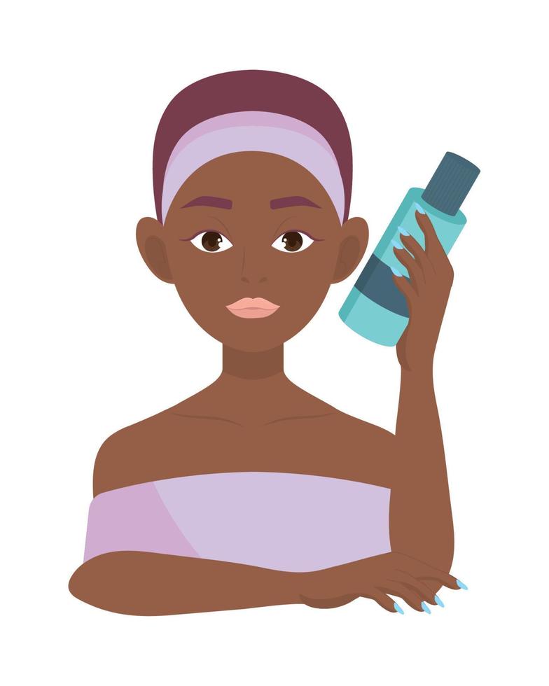 afro woman and skin care product vector