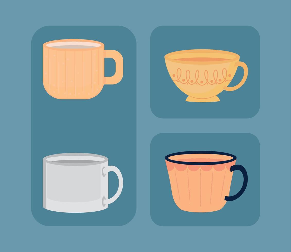 icons cups kitchen vector