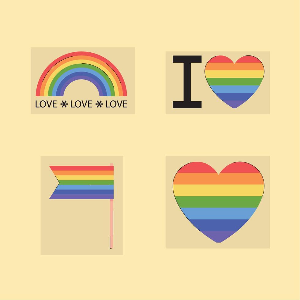 gay pride icons set vector