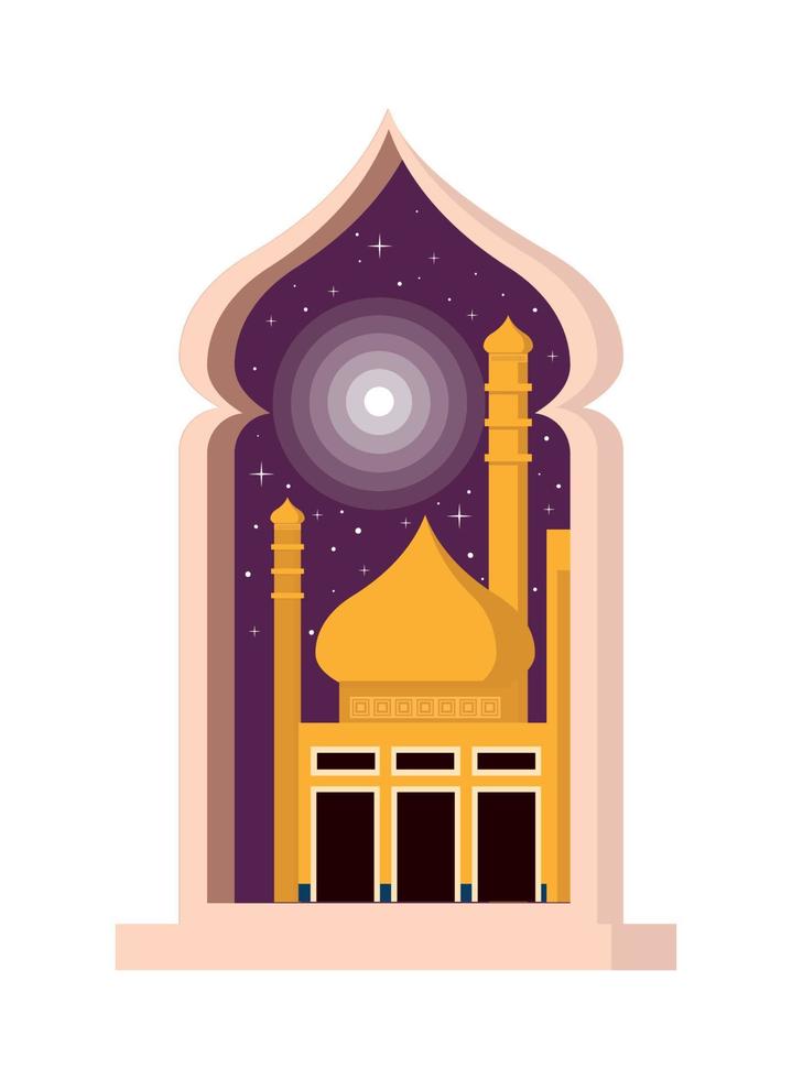 arab temple and moon vector