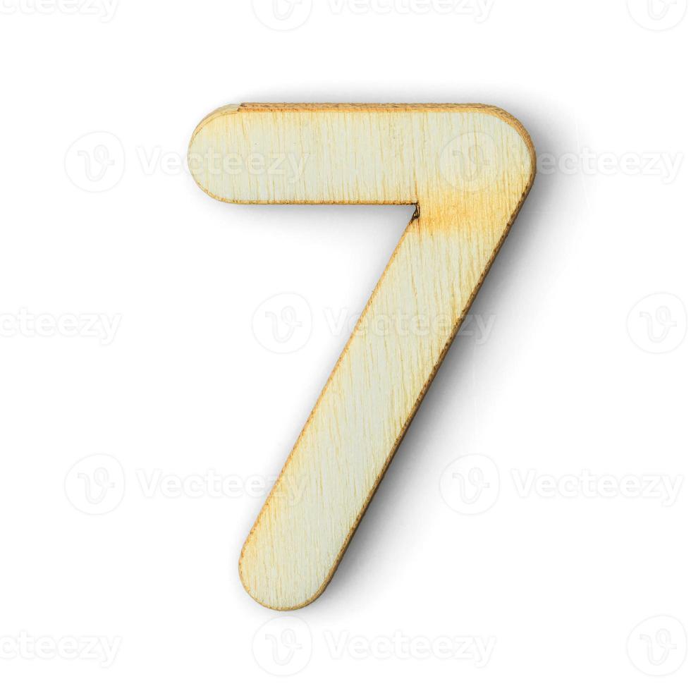 Wooden numeric 7 with  shadow on white photo