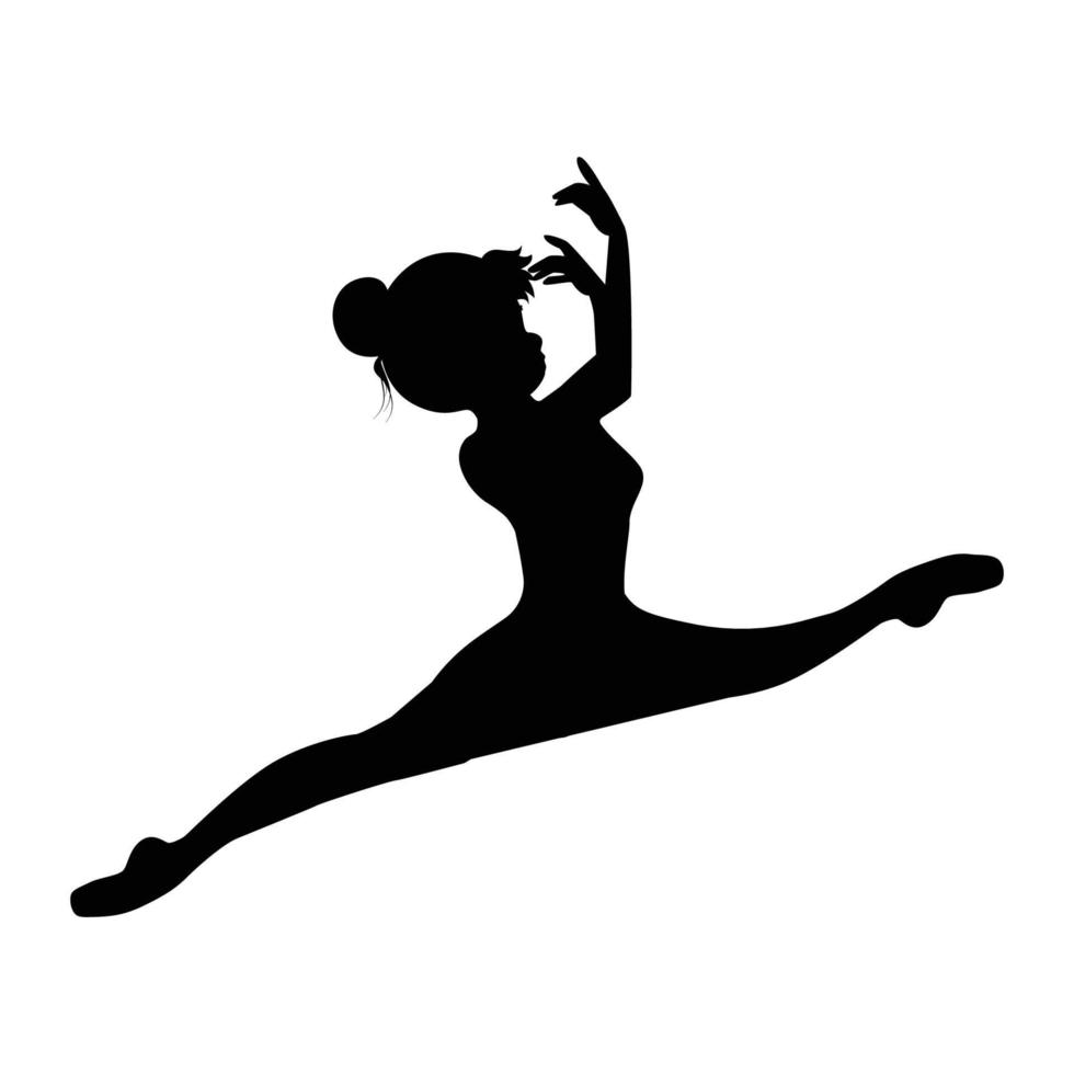 cute girl ballerina silhouette illustration vector