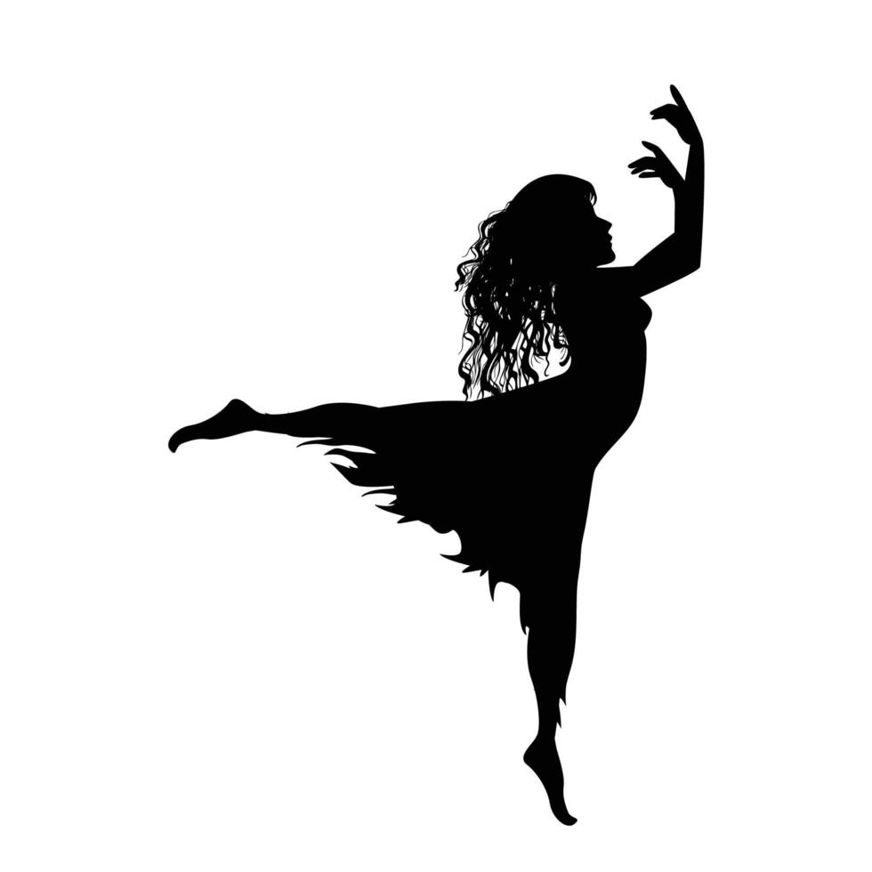 cute girl dancing silhouette vector