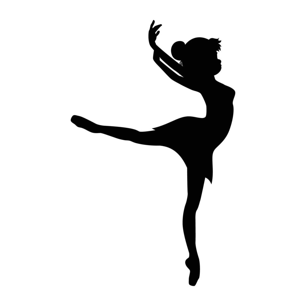 cute girl ballerina silhouette illustration vector