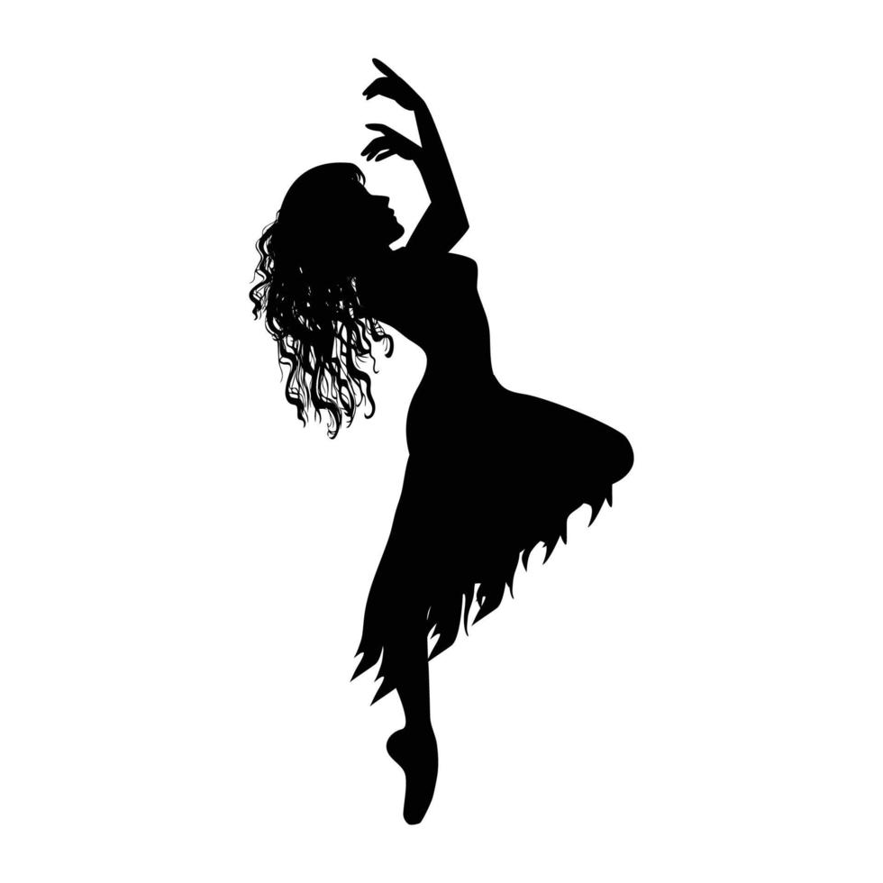 cute girl dancing silhouette vector