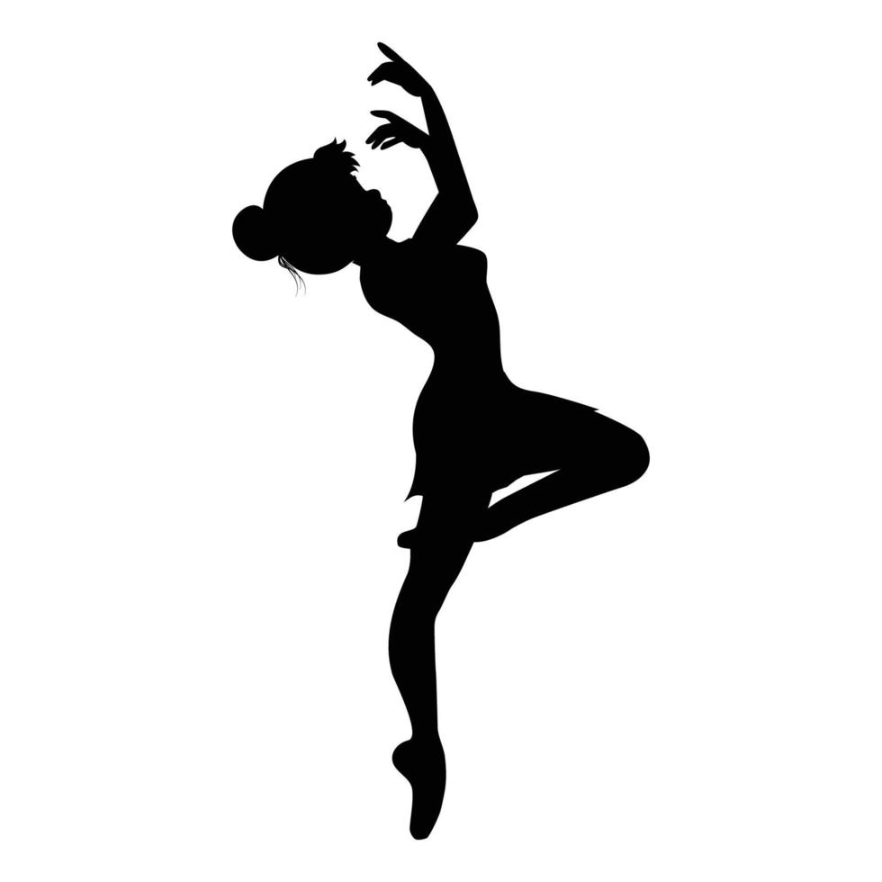 cute girl ballerina silhouette illustration vector