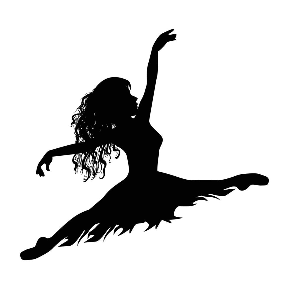 cute girl dancing silhouette vector