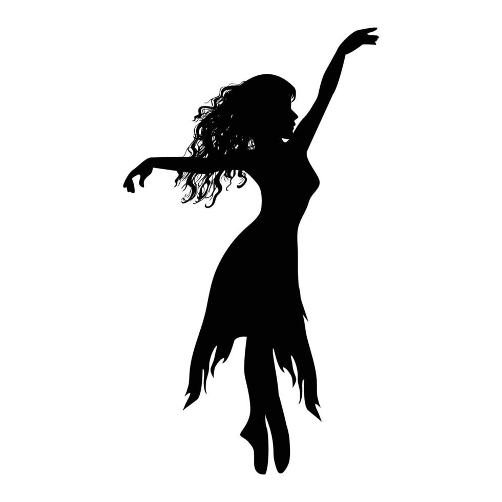 cute girl dancing silhouette vector