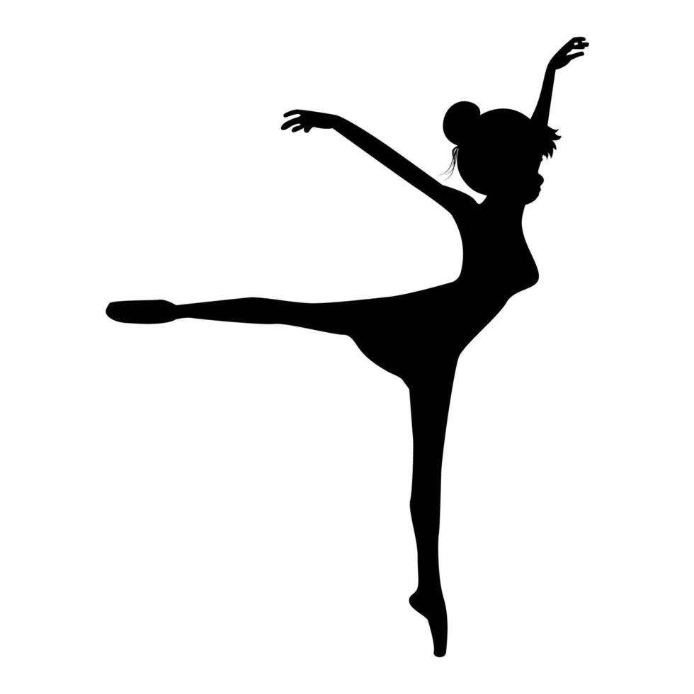 cute girl ballerina silhouette illustration vector