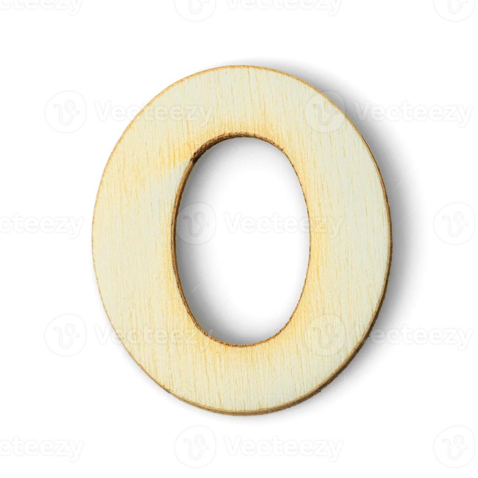 Wooden numeric 0 with  shadow on white photo