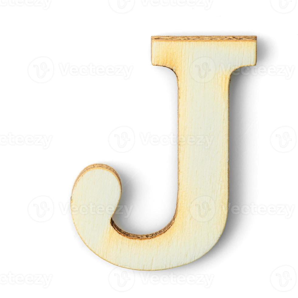 Wooden Alphabet letter with drop shadow J photo