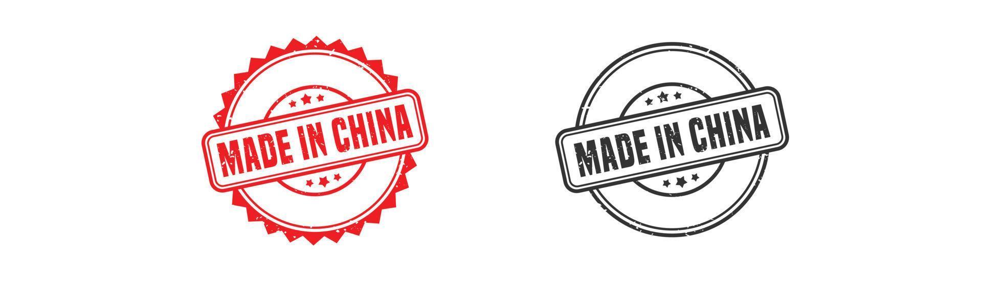 Made in china stamp rubber with grunge style on white background. vector