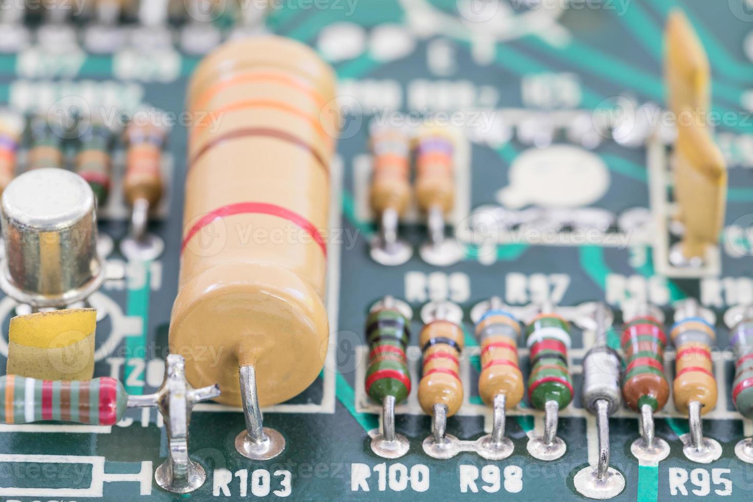 Close up electronic circuit board photo