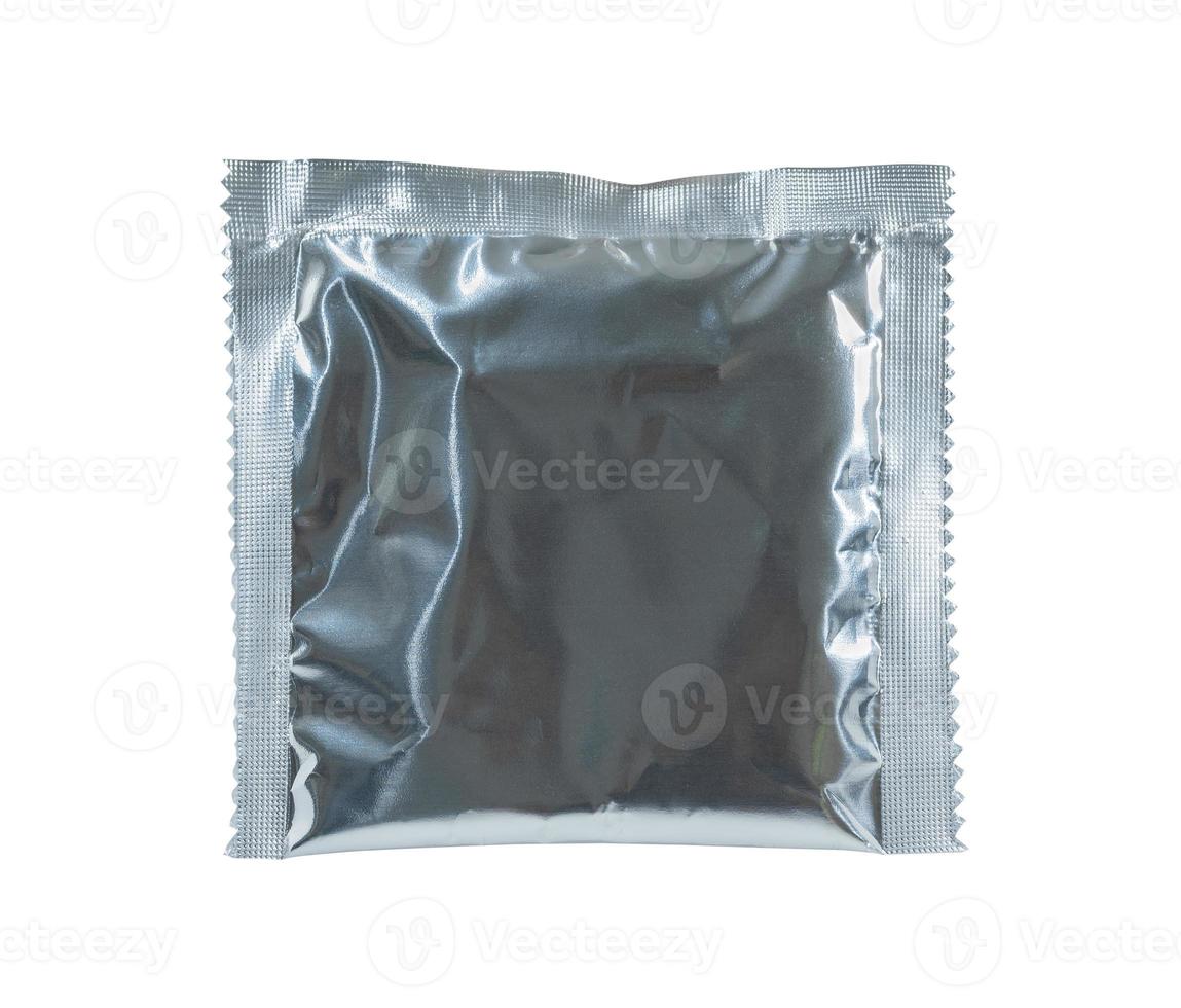 Foil package bag on white photo