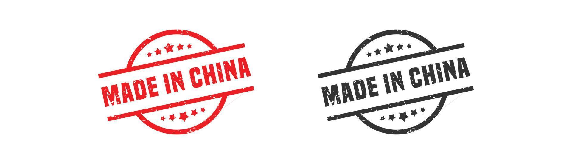 Made in china stamp rubber with grunge style on white background. vector