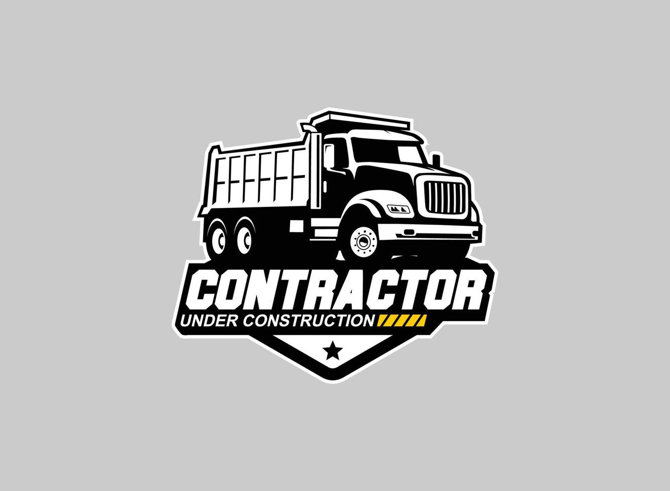 Dump truck logo vector for construction company. Heavy equipment template vector illustration for your brand.