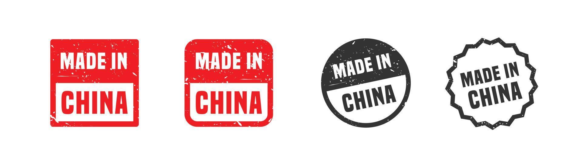 Made in china stamp rubber with grunge style on white background. vector