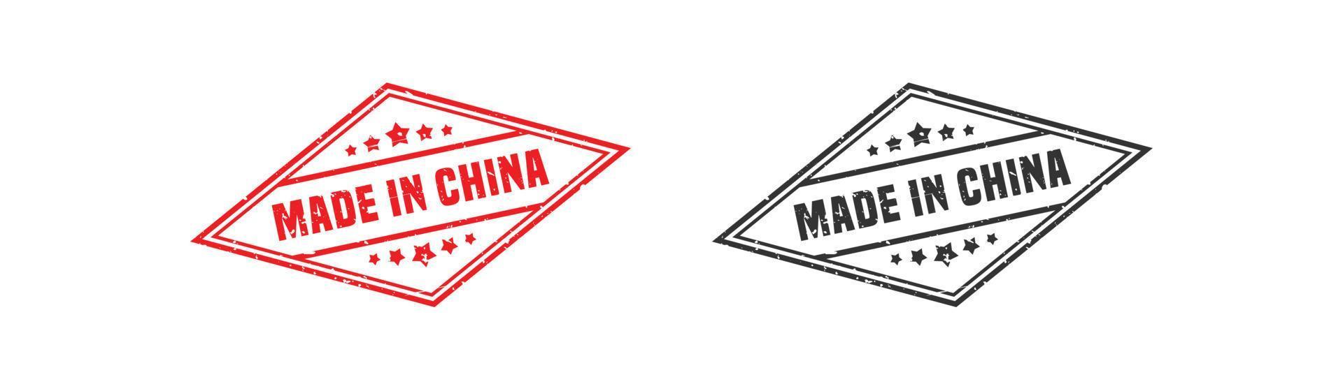 Made in china stamp rubber with grunge style on white background. vector