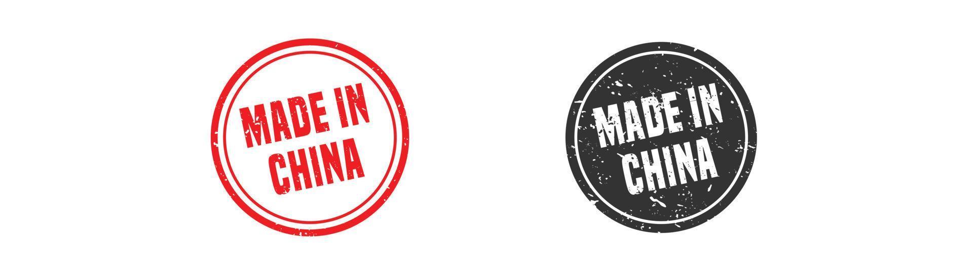 Made in china stamp rubber with grunge style on white background. vector