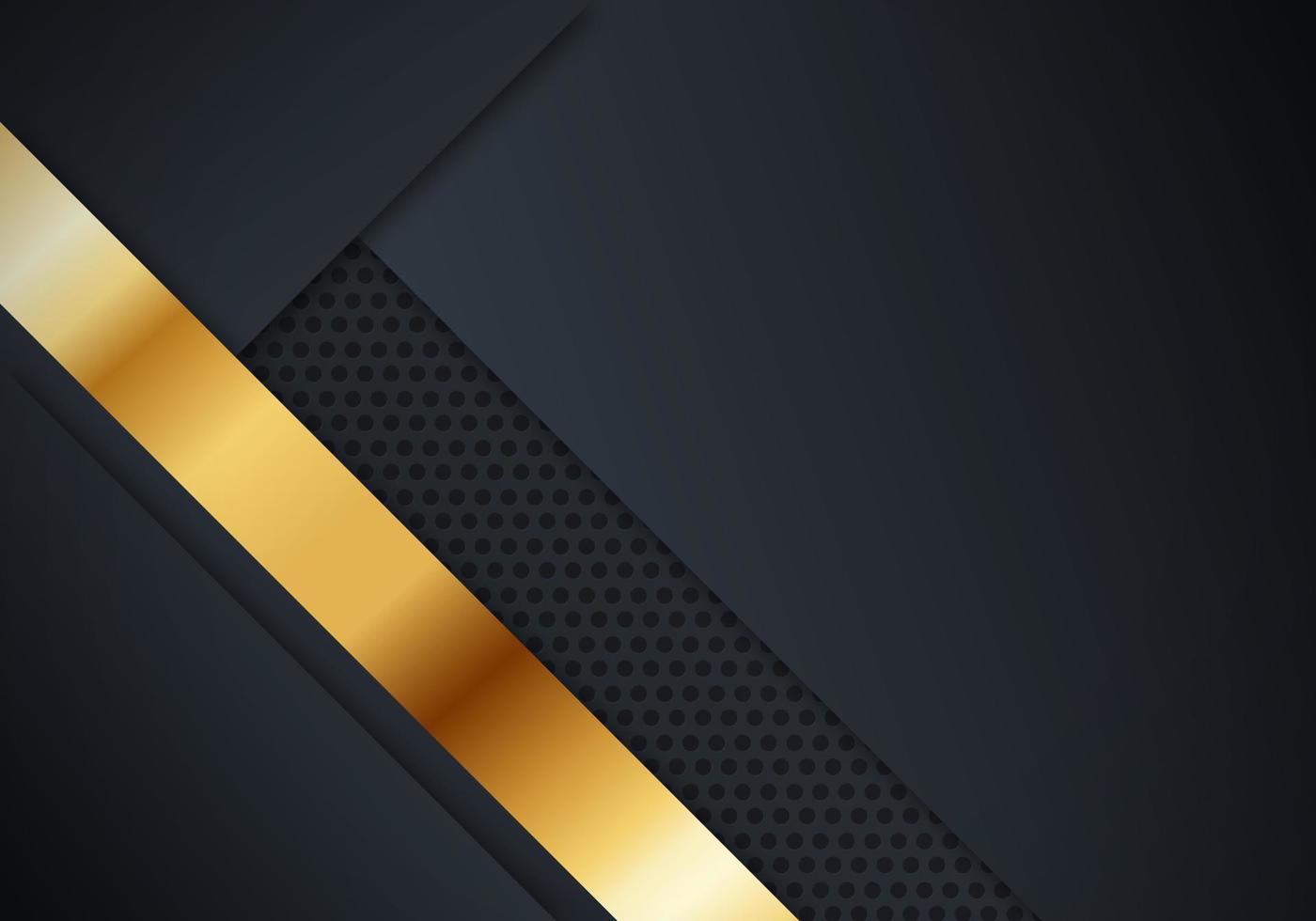 Abstract Premium Black Geometric Overlap Layers Texture Golden Effect Luxury Style on Dark Background with Copy Space vector