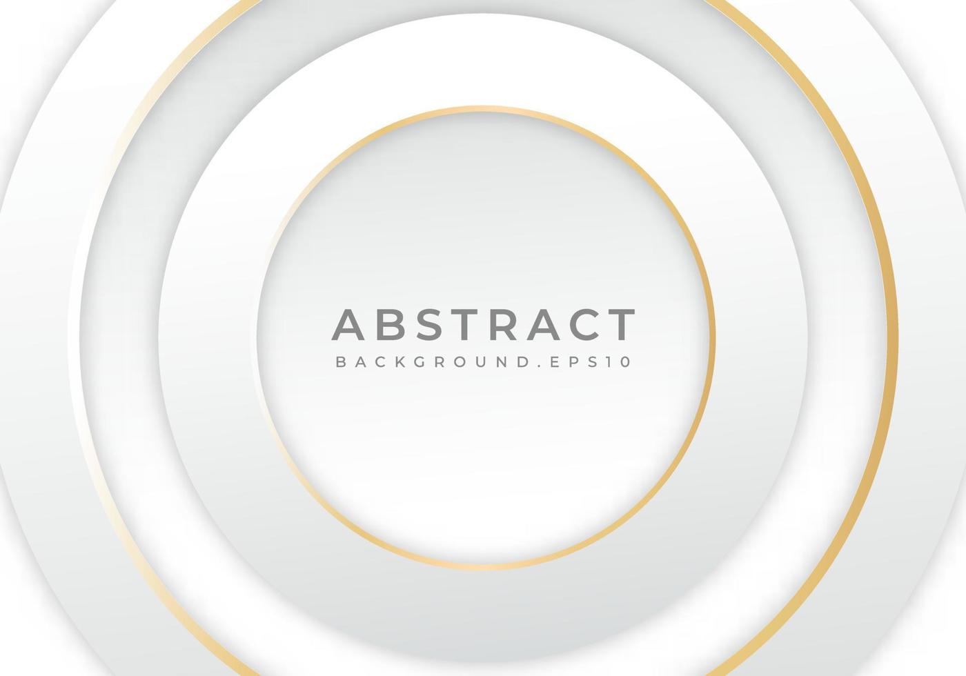 Abstract 3D Circle Papercut Layer White Background with Gold Line Effect Copy Space for Text vector