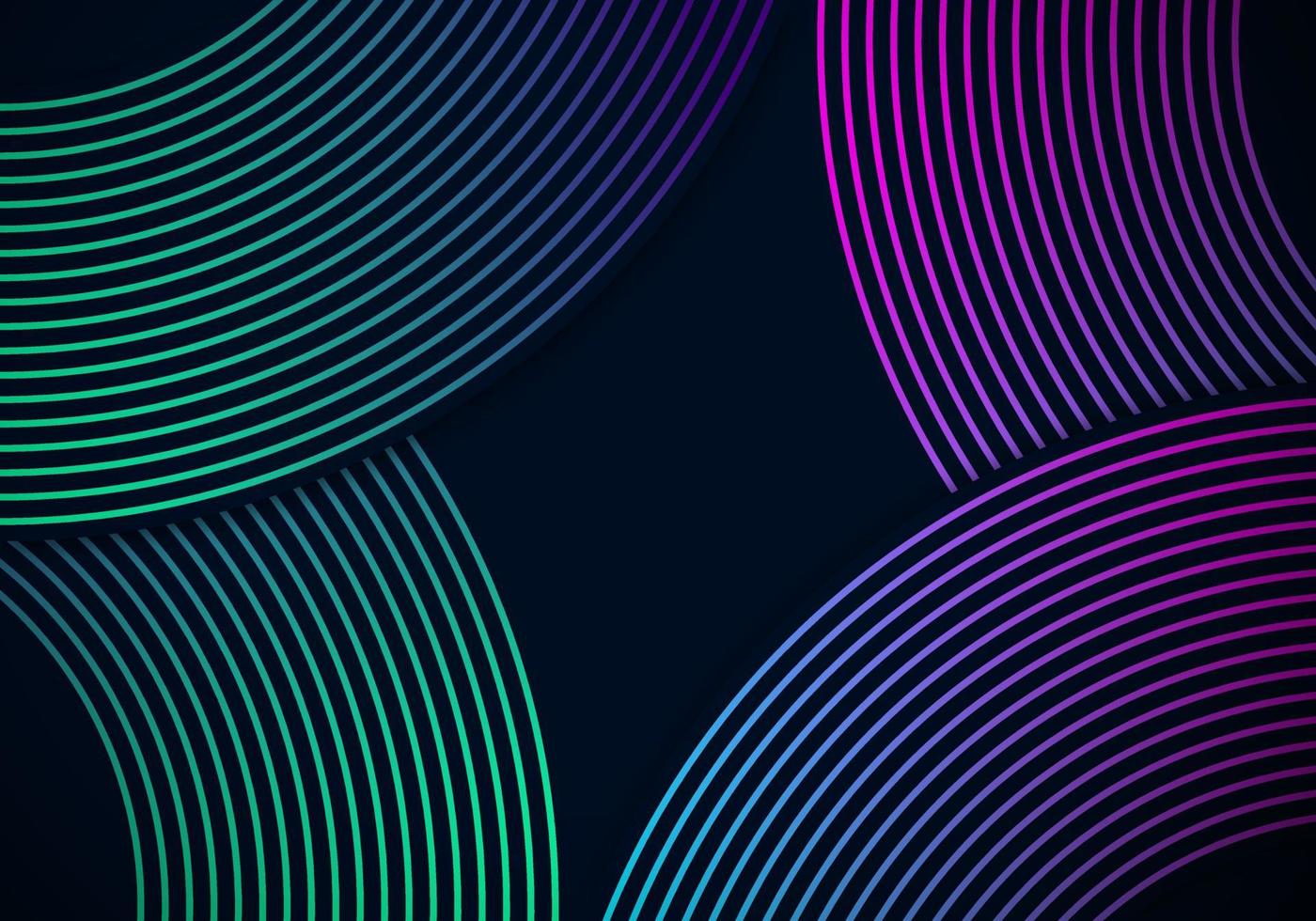Modern Simple Overlap Circle Lines Gradient Texture on Dark Background with Copy Space vector