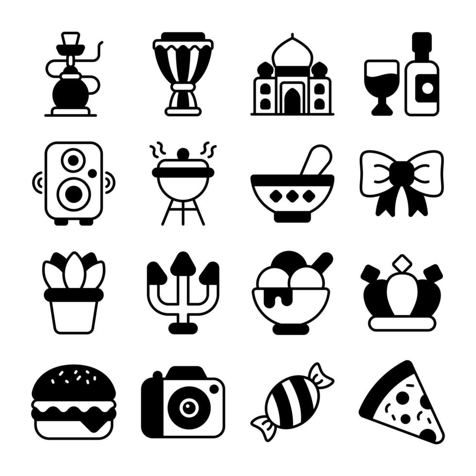 Diwali icons set. vector editable icons. Diwali Hindu festival elements.
