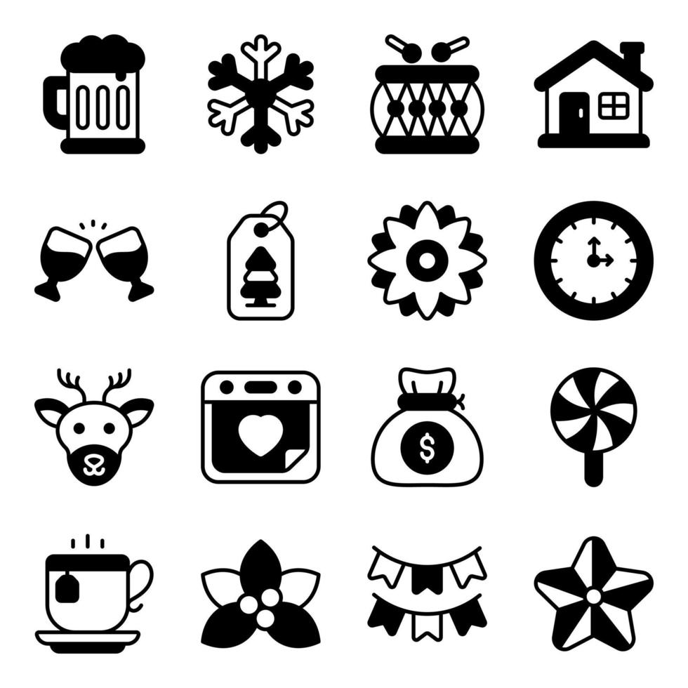 icono de navidad y año nuevo de estilo moderno, símbolos aislados de vacaciones de invierno vector