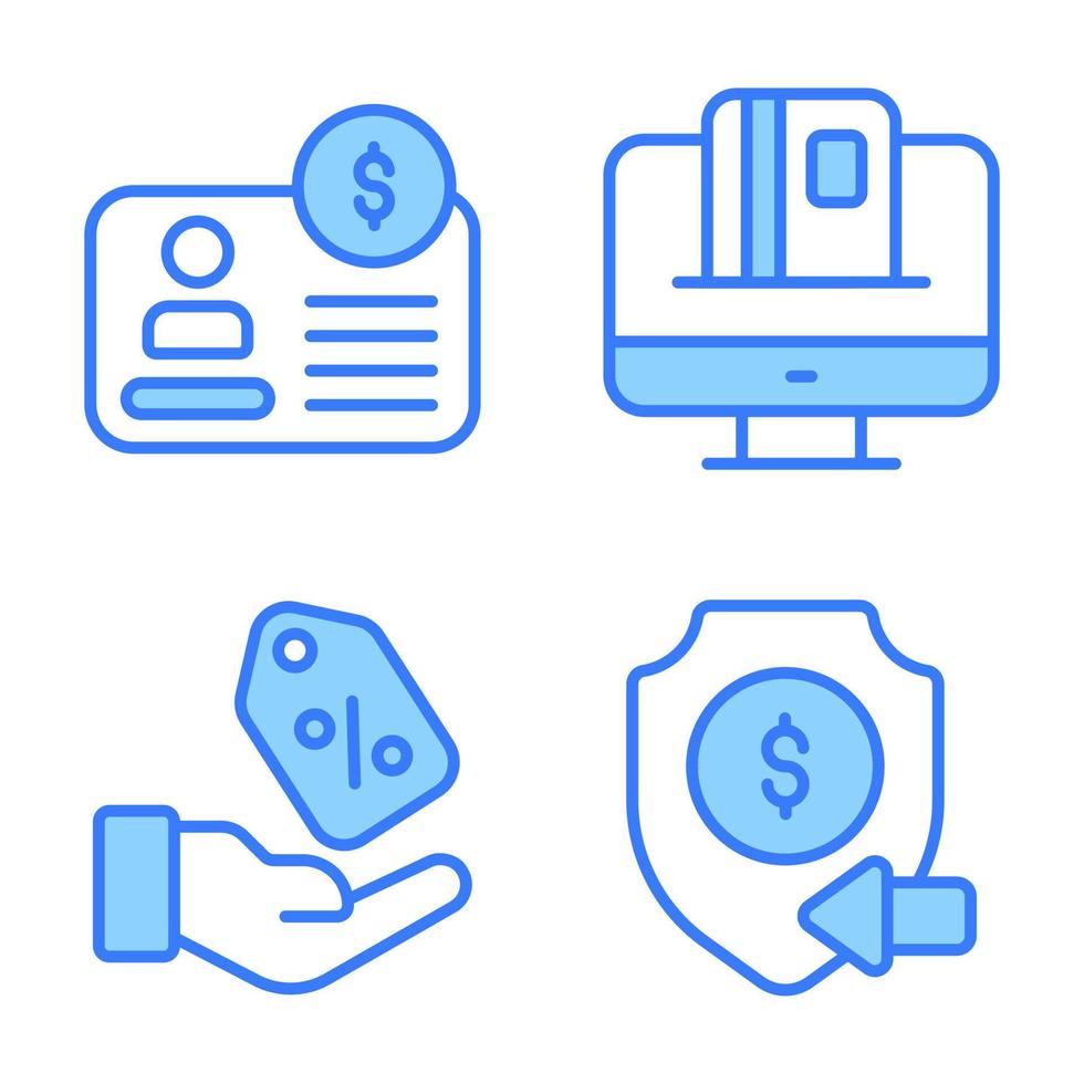 iconos de lunes cibernético conjunto de iconos vectoriales relacionados con el comercio electrónico y las compras. vector