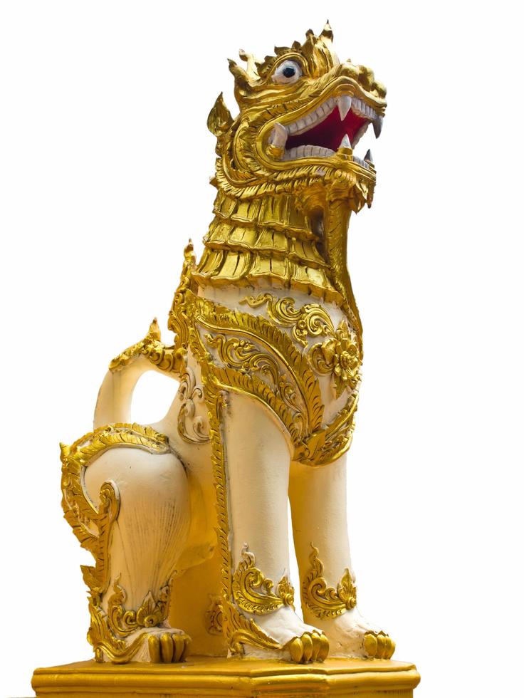 Thai lion statue style isolated on white background photo