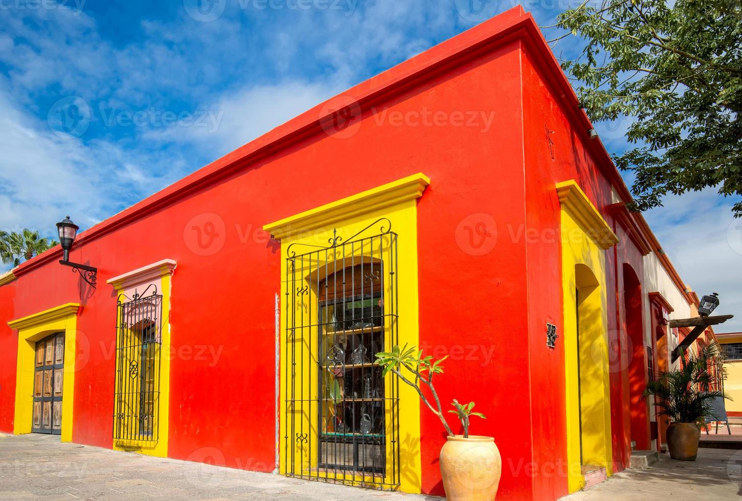 Oaxaca, Mexico, Scenic old city streets and colorful colonial buildings in historic city center photo